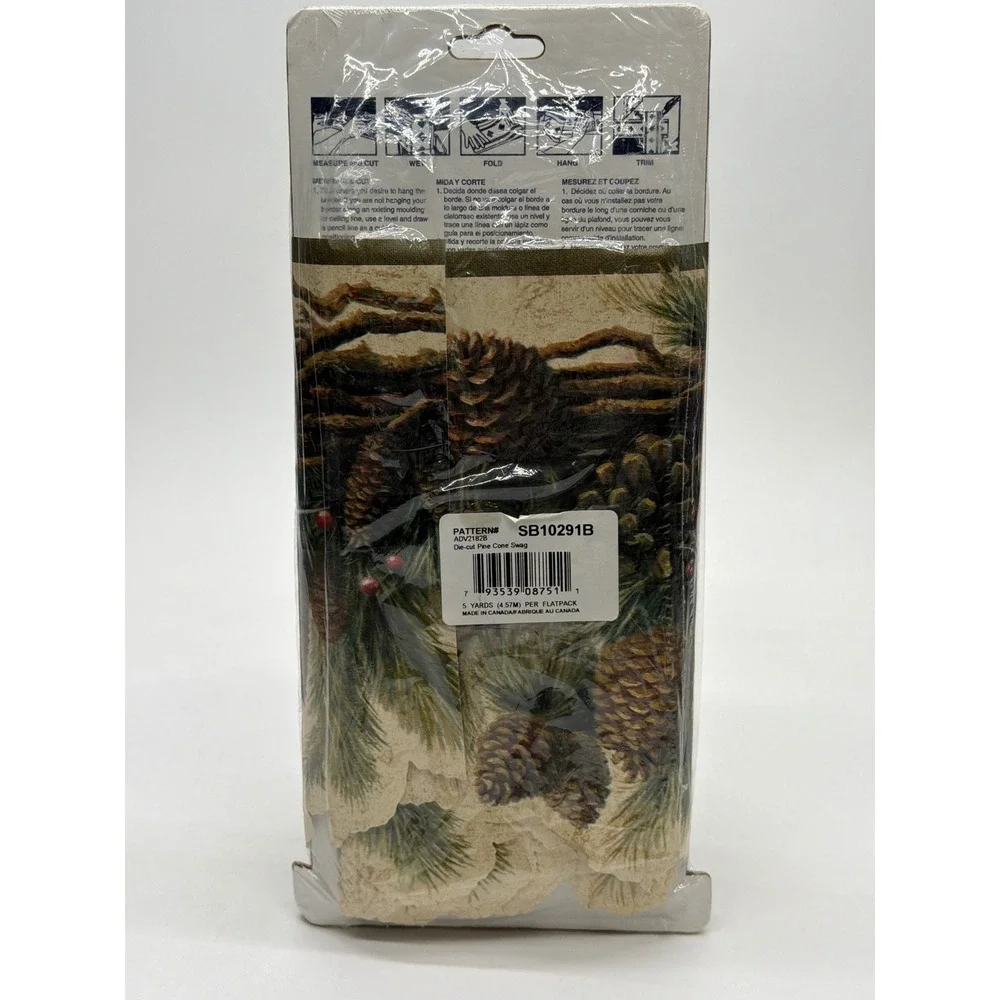 Expressions Pine Cone Swag Die Cut Wallpaper Border 5 Yards Rustic Lodge